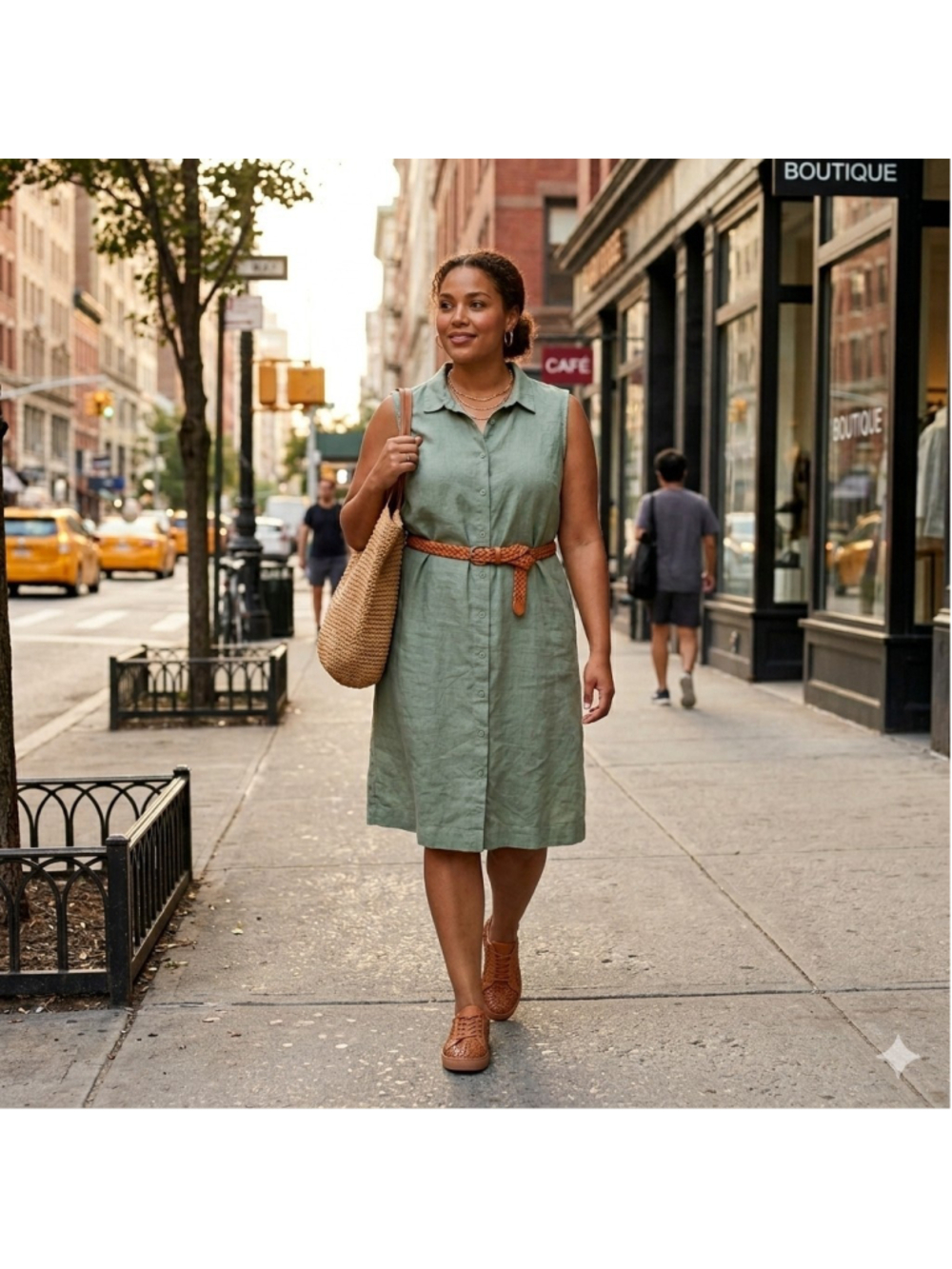 Garnet Hill Pale Green 100% Linen Sleeveless Button Front Shirt Dress Size 14